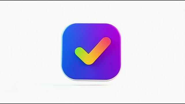 checkmark icon 3d render blue square