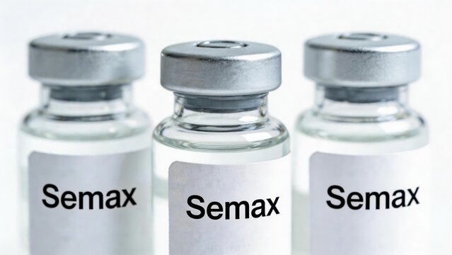 Semax peptide therapy for longevity and biohacking, three glass vials