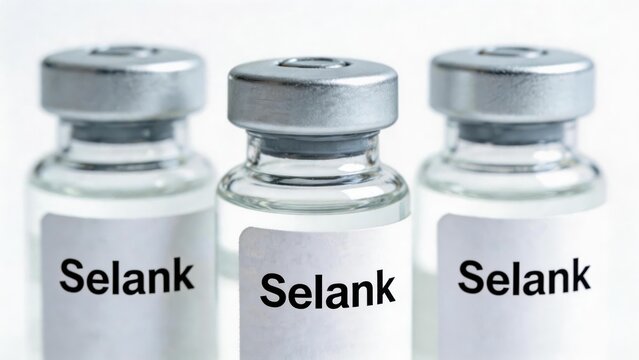 Selank peptide therapy for longevity and biohacking, three glass vials