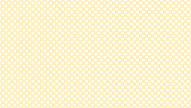 Seamless repeating pattern featuring small white polka dots evenly distributed across a cheerful pale yellow background creating a sweet retro visual texture.