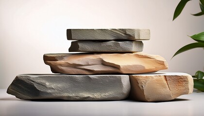 Stone Slabs Are Arranged In A Stacked Formation Stone Slab Stone Podium For Display Product