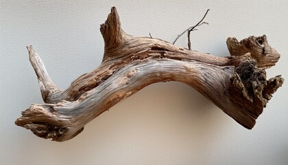 Fototapeta premium Broken Tree Branches With Detached Bark Rustic Wood Branch Weathered Driftwood Log And Rustic Broken Tree Branches