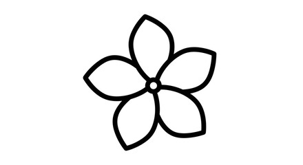 Simple Black and White Outline Drawing of a Five-Petal Flower with a Dot Center