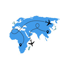 World Map Travel Illustrations Vector