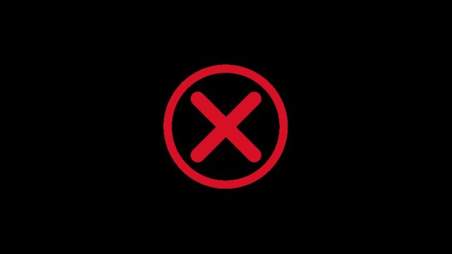Red cross mark icon in circle isolated on transparent  background representing error rejection wrong and no symbol