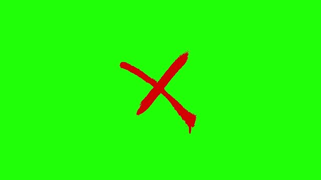 Red spray paint cross mark icon isolated on transparent background representing error rejection wrong and no symbol