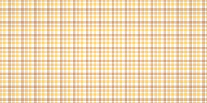 Seamless yellow and brown plaid pattern background. Aesthetic checkered gingham texture for textile, wrapping paper, wallpaper, and fabric design. Geometric grid in warm autumn colors.
