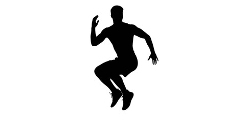Obraz premium Silhouette of a person mid-jump against a white background