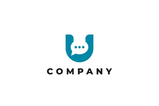 message symbol chat bubble logo letter u