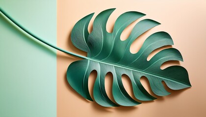 Tropical Monstera Leaf Paper Cut Illustration In A Minimalist And Modern Botanical Design