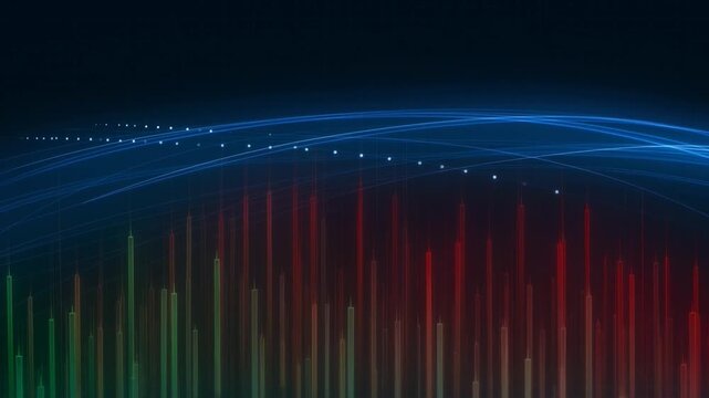 Abstract digital art showcasing a vibrant green data visualization on a dark background