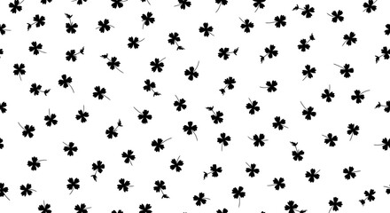 Obraz premium Black Four Leaf Clover Pattern Design.