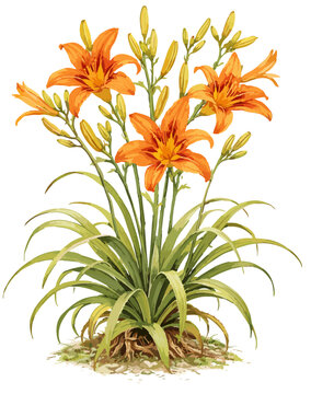 Hemerocallis fulva illustration art