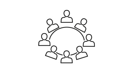 Obraz premium Teamwork meeting around a round table, people in discussion, collaboration concept