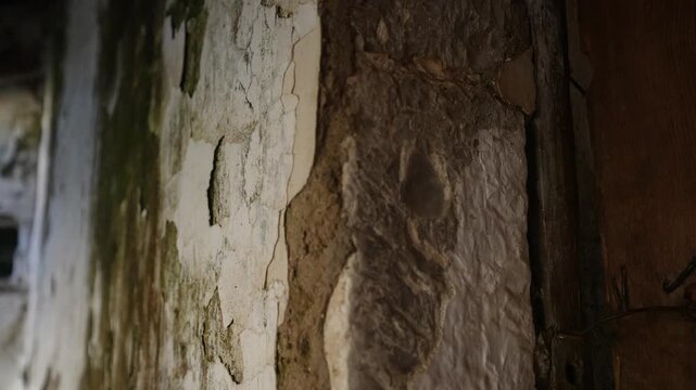 Child Hand Touching Stone Wall of Old House Representing Longing for Tradition and Family Memories