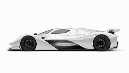Obraz premium Sleek white sports car with black accents on a clean white background