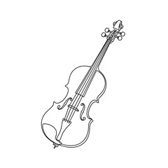 Continuous line drawing of a classical violin instrument, music and orchestra © Line Home