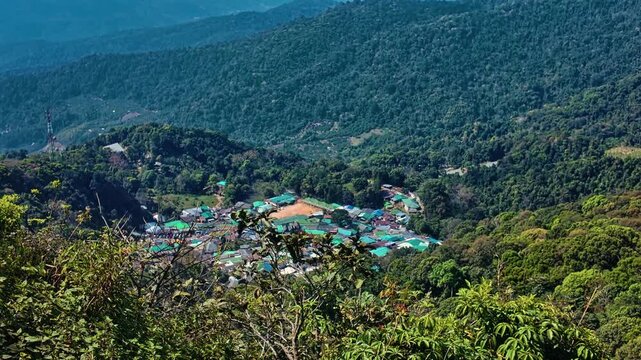 Hmong Doi Pui Ethnic Hill-tribe Village In The Mountains Of Doi Suthep-Pui National Park In Chiang Mai, Thailand. Aerial Shot