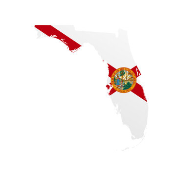 Florida flag map poster. US state pride wall decor artwork. Patriotic printable digital art. Detailed vector illustration