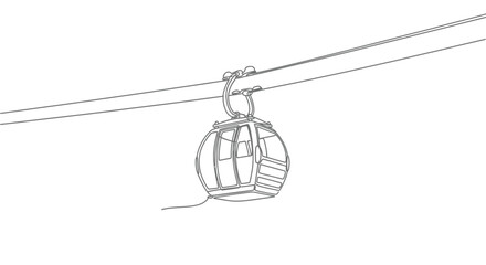 Minimalist Continuous Line Drawing of a Single Gondola Cable Car for Mountain Travel © Line Home