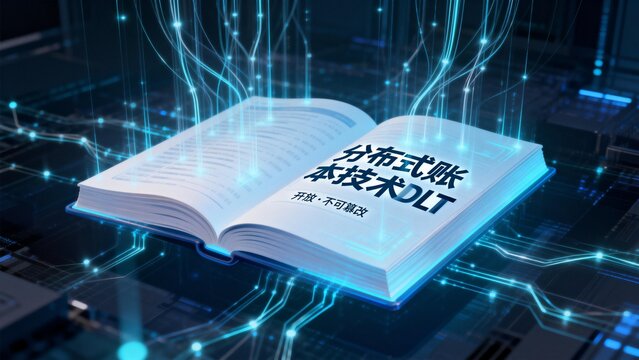 Book with glowing digital lines on circuit board