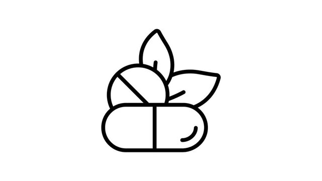 A trendy outline animated icon of herbal medicine