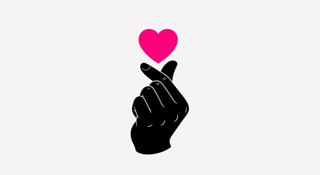 Finger Heart Gesture Icon &ndash; Korean Love Symbol Hand Silhouette Vector