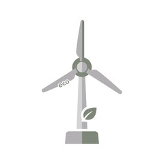 A wind turbine with a leaf and the word eco on it © zim