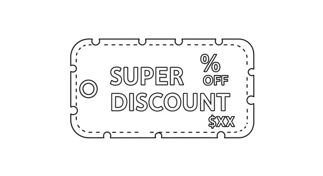 Super Discount Coupon Tag - Special Offer, Percentage Off, Price Reduction