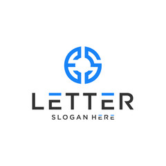 Obraz premium Creative, modern, elegant, trendy, unique, and artistic initial letter ES SE E S icon logo in blue, gray, and white. ES letter icon logo design template. Creative initial SE symbol.