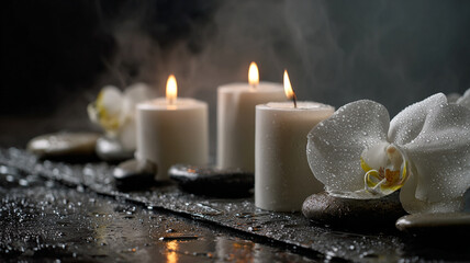 Spa Serenity with Candles and Orchid