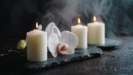 Spa Serenity with Candles and Orchid
