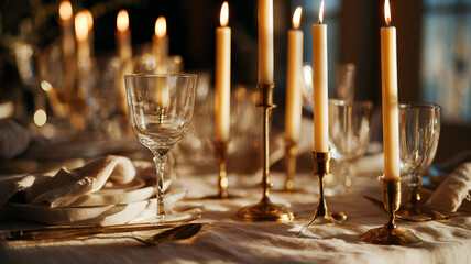 Elegant Candlelit Dinner Table Setting