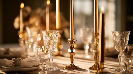 Elegant Candlelit Dinner Table Setting