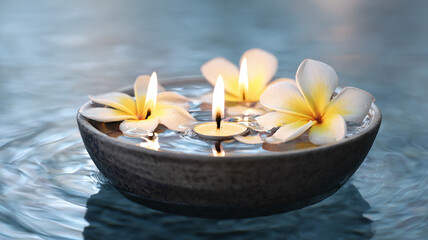Floating Candles with Tropical Flowers