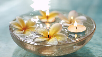 Floating Candles with Tropical Flowers