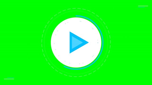 Play Button on Green Screen Background.