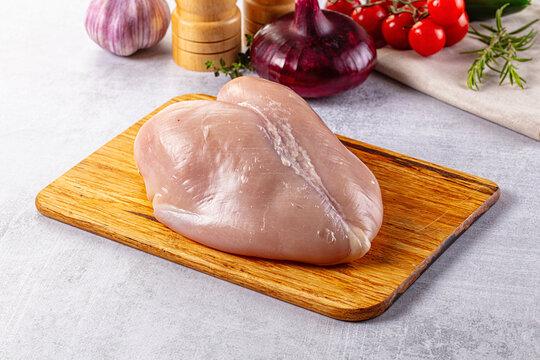Raw chicken breast without skin