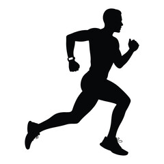Obraz premium Runner with Fitness Tracker Vector, Silhouette, Illustration
