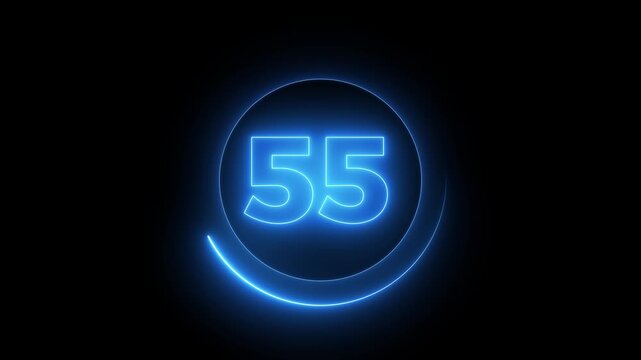 60-0 counting down seconds neon number 60 seconds countdown timer animation Countdown timer from 60 to 0 seconds real time.
