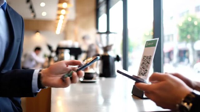 Contactless Payment at Coffee Shop Counter