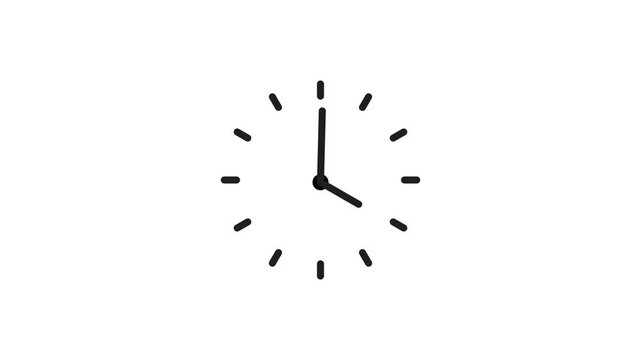 Clock spinning animation. Stopwatch animation. watch animation on white background. Clock icon flat style 24 hours day fast speed with moving timer clock rotation 4k video
