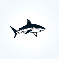 Obraz premium Black Shark Silhouette Swimming Right.