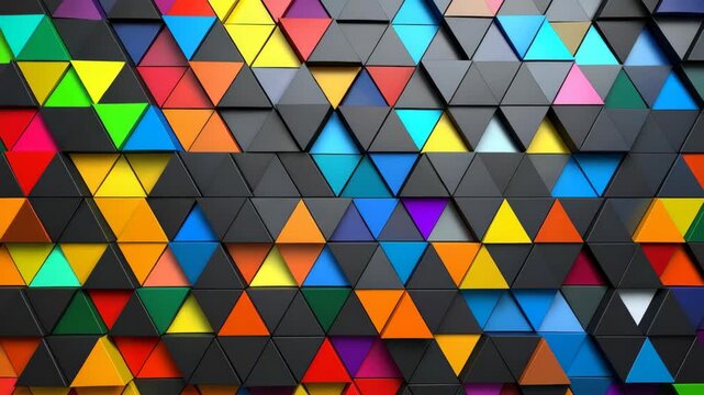 Colorful Abstract Geometric Triangle Pattern Background Dynamic 3D Render