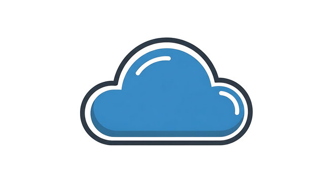 Blue cloud icon with black outline on white background