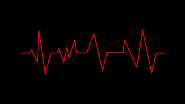 Heartbeat flatline line on black background for medical presentations, healthrelated designs, and wellness publications. Suitable for digital health campaigns.