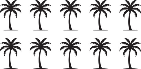 Fototapeta premium Repeating Pattern of Palm Trees tropical black and white
