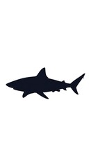 Obraz premium Black silhouette of a shark swimming.