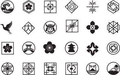 Fototapeta premium A set of logos, badges, symbols - modernism, futurism, retro, vintage. Hand drawn vector illustration