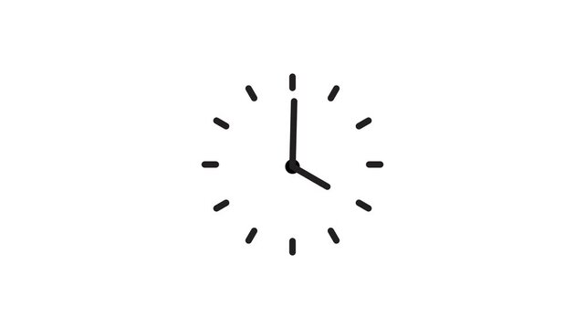 Clock spinning on transparent background with alpha channel. Stopwatch animation. watch animation. Clock icon flat style 24 hours day fast speed with moving timer clock rotation 4k video